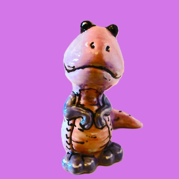 (Childs)-Rex colorful Dinosaur party pal figurine, purple & pink, Dinosaur enthu - Picture 2 of 5